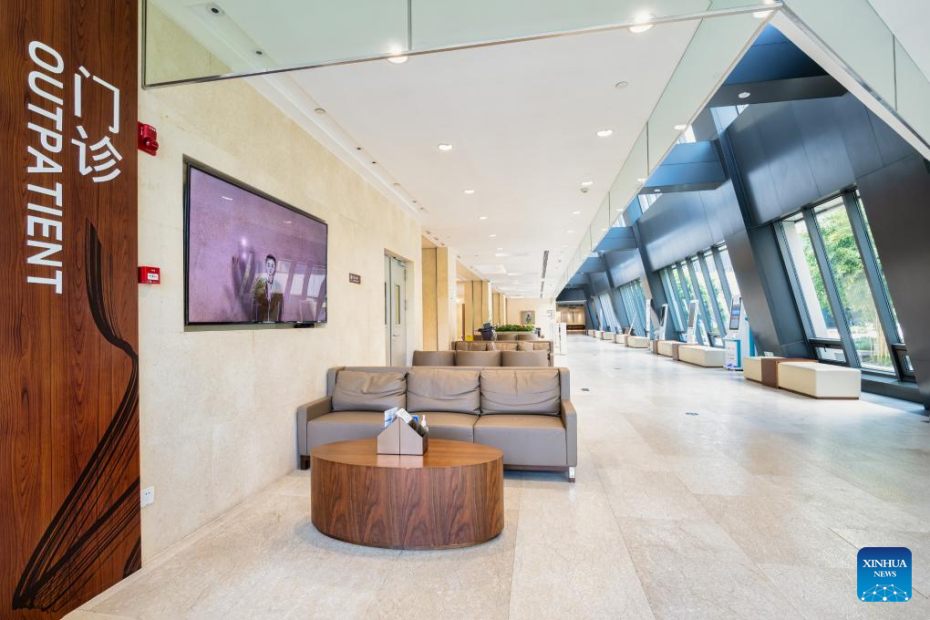 Modern interior of Shanghai foreign-invested hospital with bilingual signage