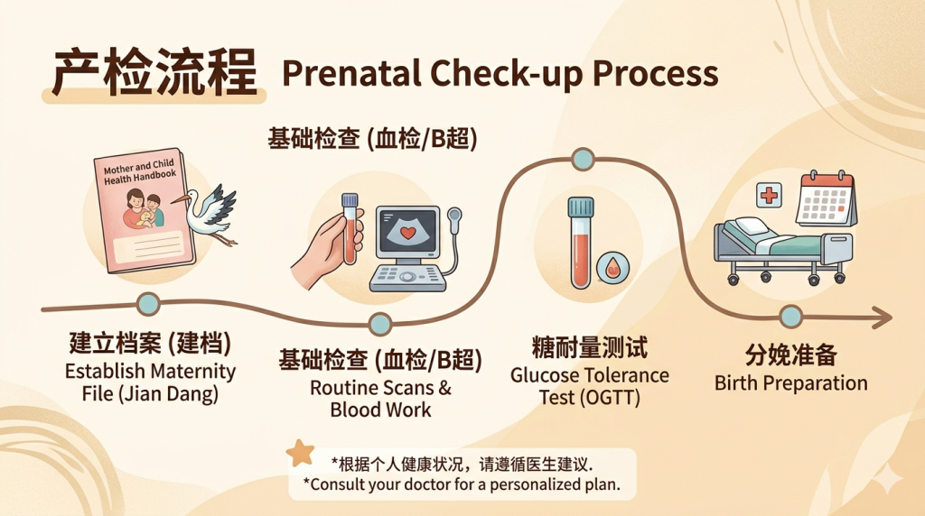Navigating the Prenatal Check-up Process(Image generated by AI)